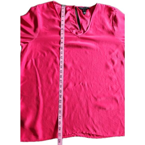 Long Tall Sally Pink 100% Silk Flared Sleeves Blouse Women's Size 18 - Picture 7 of 7